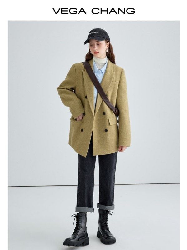 VEGA CHANG スモールスーツジャケット レディース 2025年秋冬新作 英国風 厚手 ゆったり ウール トップス