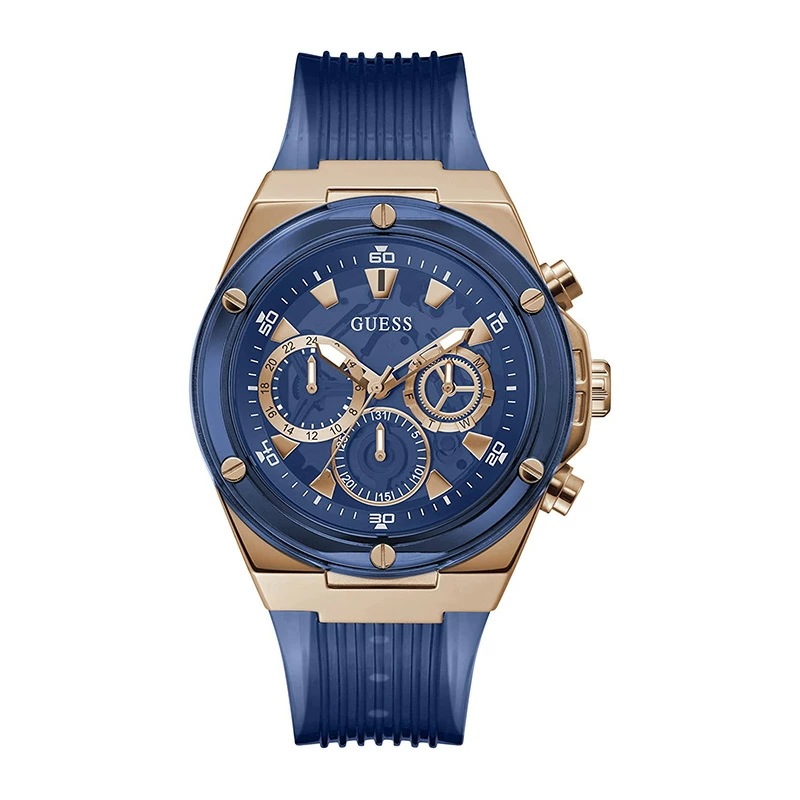 腕時計 GW0425G3 メンズ 46mm ブルー ゴールド シリコン