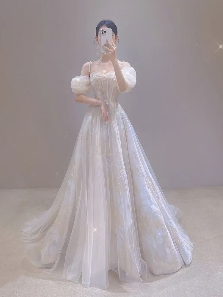 パーティードレス ウェディングドレス 新作 白 高級感 ロングワンピース 結婚式 花嫁 成人式 お呼ばれ ウェディング 演奏会 二次会 前撮り ワンピース ロングドレス