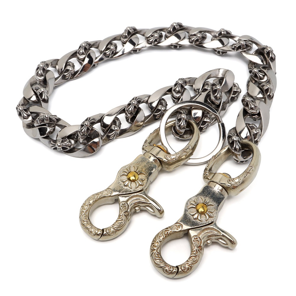 ステンレス クロス装飾のウォレットチェーン [wc058]