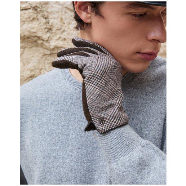 [25FW] [おすすめギフト] グレーチェックDD装飾メンズウール手袋DCGV5F140G2