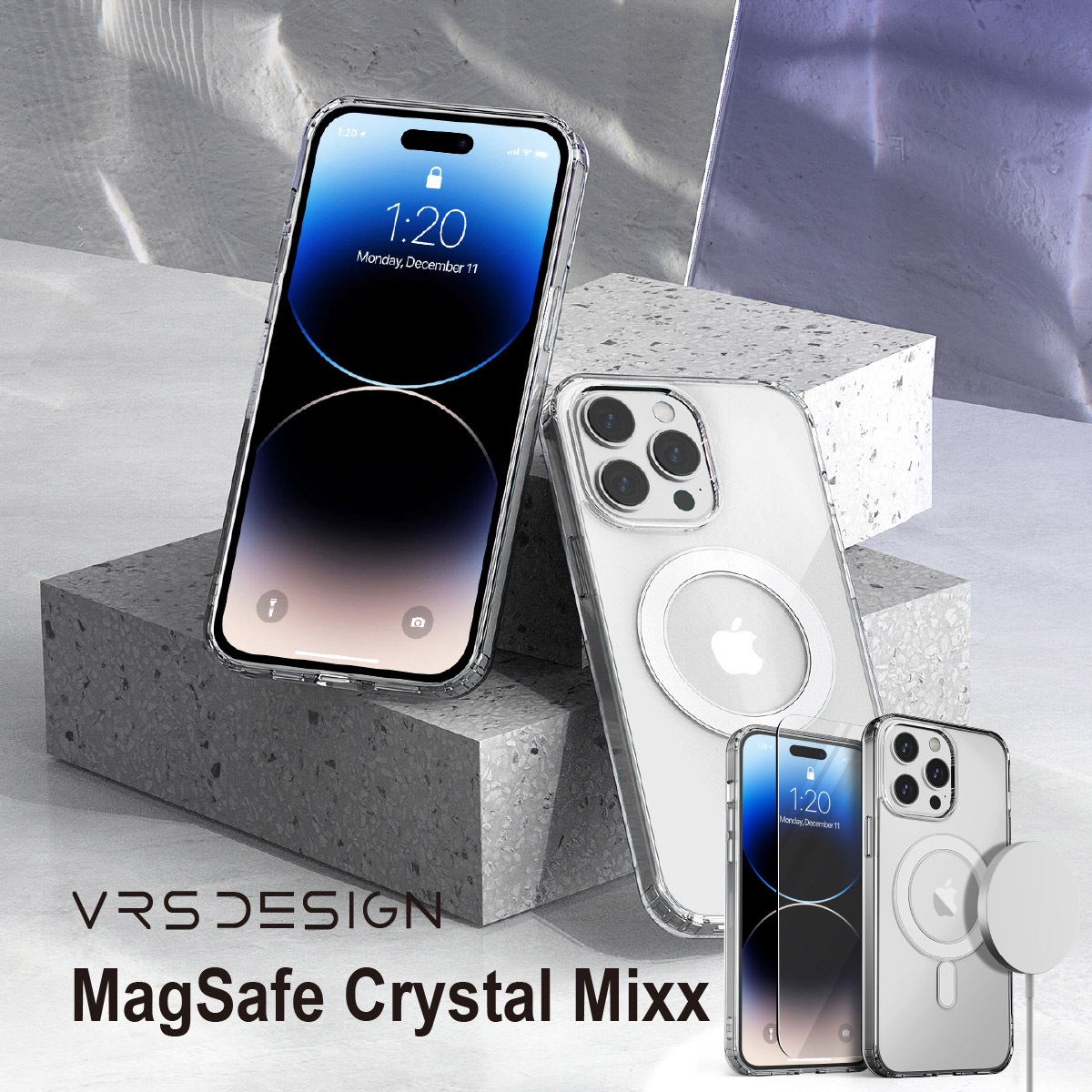 iPhone 14 Pro Max 対応 ケース カバー クリア ガラスフィルム セット MagSafe対応 シンプル スマホケース MagSafe Crystal Mixx VRS DESIGN