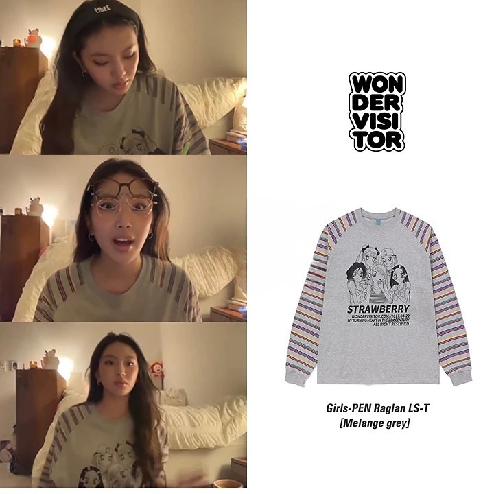 【NewJeans ヘイン着用】Girls-PEN Raglan LS-T [Melange grey] フリーサイズ 韓国製 ファン必須アイテム K-POP アイドル愛用 韓国ファッション