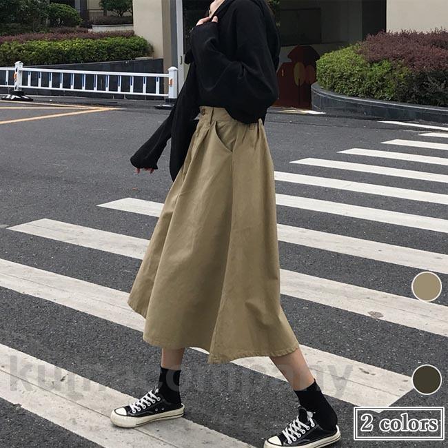 スカート ロング丈 春 レディース ロングスカート Aライン ワーク風 体型カバー ミモレ丈スカート レトロ Aラインスカート 秋 ボトムス