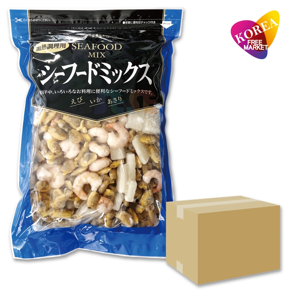 冷凍 シーフードミックス 10kg (1Kg x 10袋, 解凍後 8000g) / あさり イカ エビ