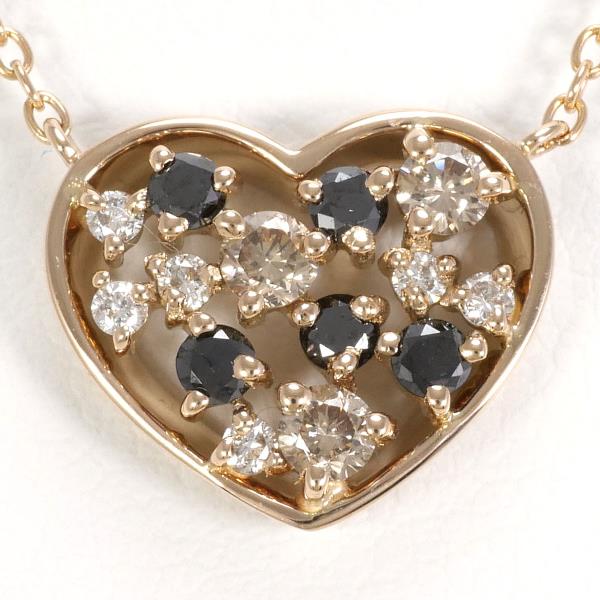 K18 18金 WGPG ネックレス ブラウンダイヤ 0.07 0.18 ブラックダイヤ 中古