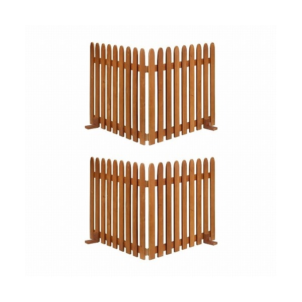 住まいスタイル WF-284F-LBR 折り畳めるウッドフェンス142×71(縦ストライプ) 2枚組 ライトブラウン メーカー直送