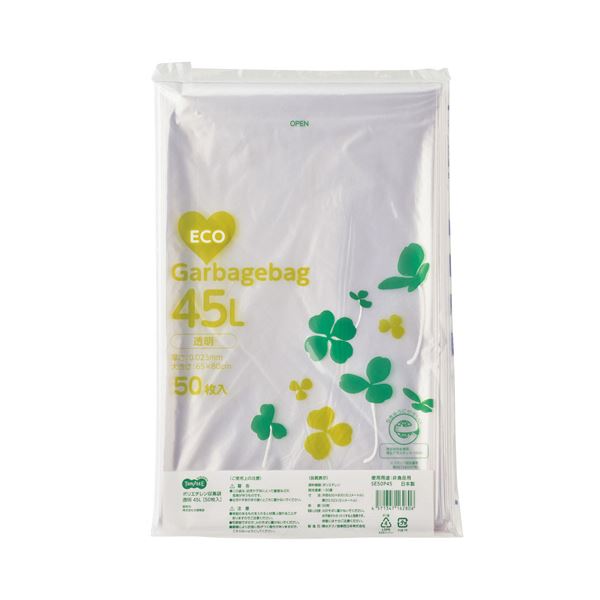 【メーカー公式ショップ】 （まとめ）TANOSEE ポリエチレン収集袋 透明45L 1パック（50枚）10セット ギフトラッピング用品