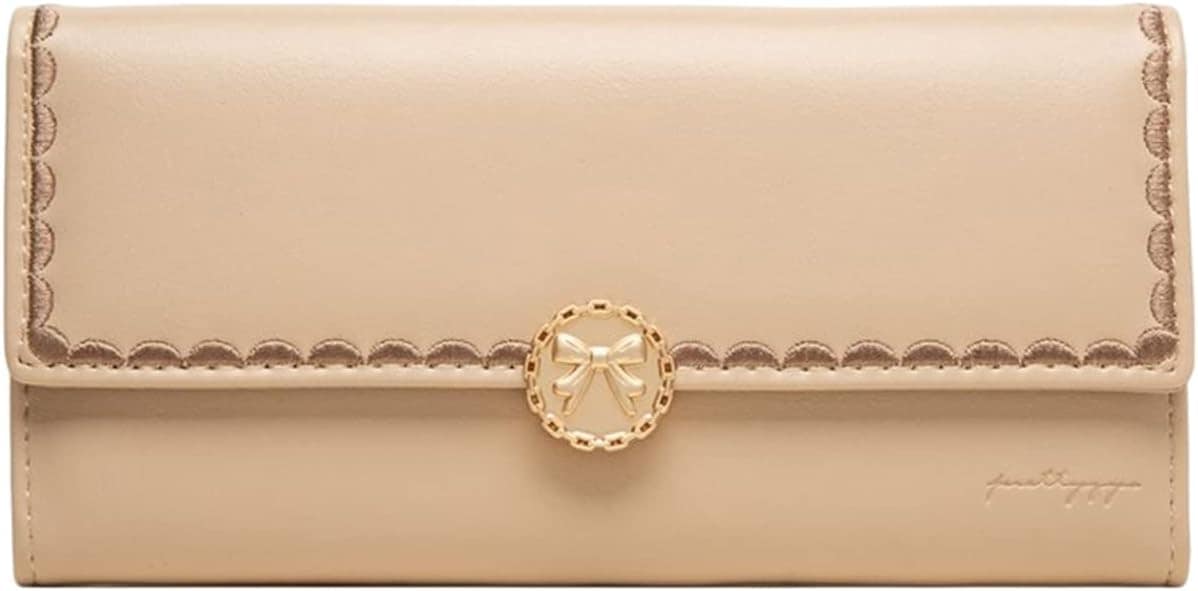 【20%OFFクーポン】コインケース レディース 長財布 リボン 英字柄 三つ折り 大きい ファスナー ボタン 財布 使いやすい お手頃 大容量 小銭入れ カード入れ 多機能 スキミング防止 ウォレッ