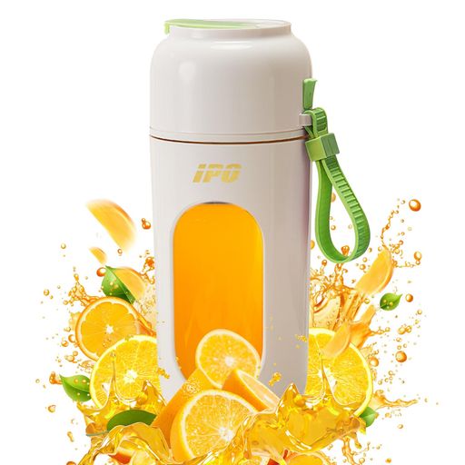 IPOミキサー 小型ジューサー 氷も砕ける スムージー 離乳食 果物 野菜 一台多役 コンパクト 持ち運び ストロー付き そのまま飲めるUSB充電式 12枚刃 350ML 18000RPM ブルー