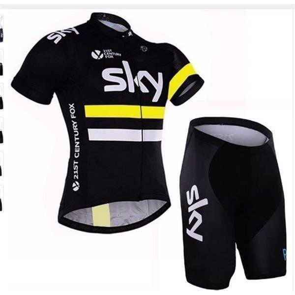 自転車ウェア SKY 上下2点セット サイクルウェア 半袖 メンズ サイクリング裏ウエア 吸汗 速乾 ジャケット バイク バイク 運動 黒