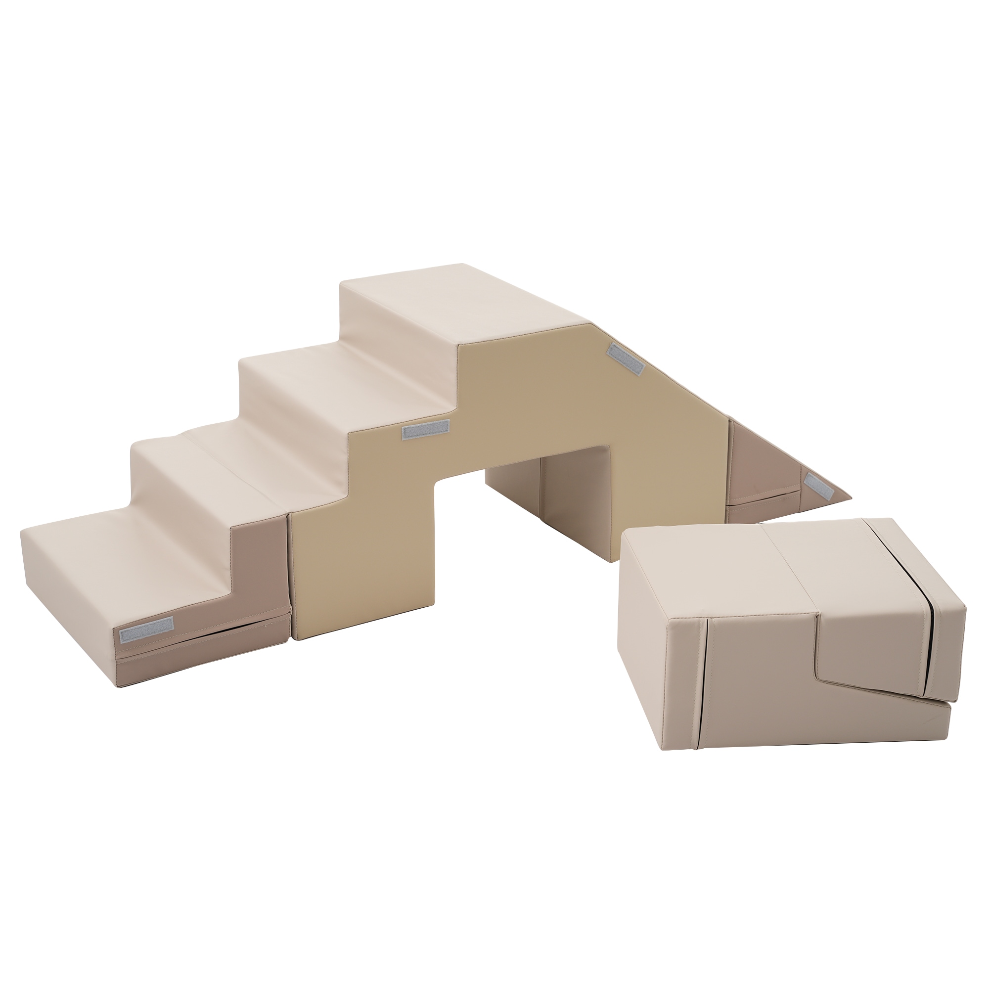 【ベージュｘブラウン】おもちゃ ソフトブロック アスレチック ブロック クッション 布製 玩具 大型 室内 遊具 滑り台 キッズスペース 子供 こども キッズ 幼児 保育園 保育用品 クリスマスプレ