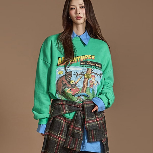 E3624 プリント マンツーマンTシャツ