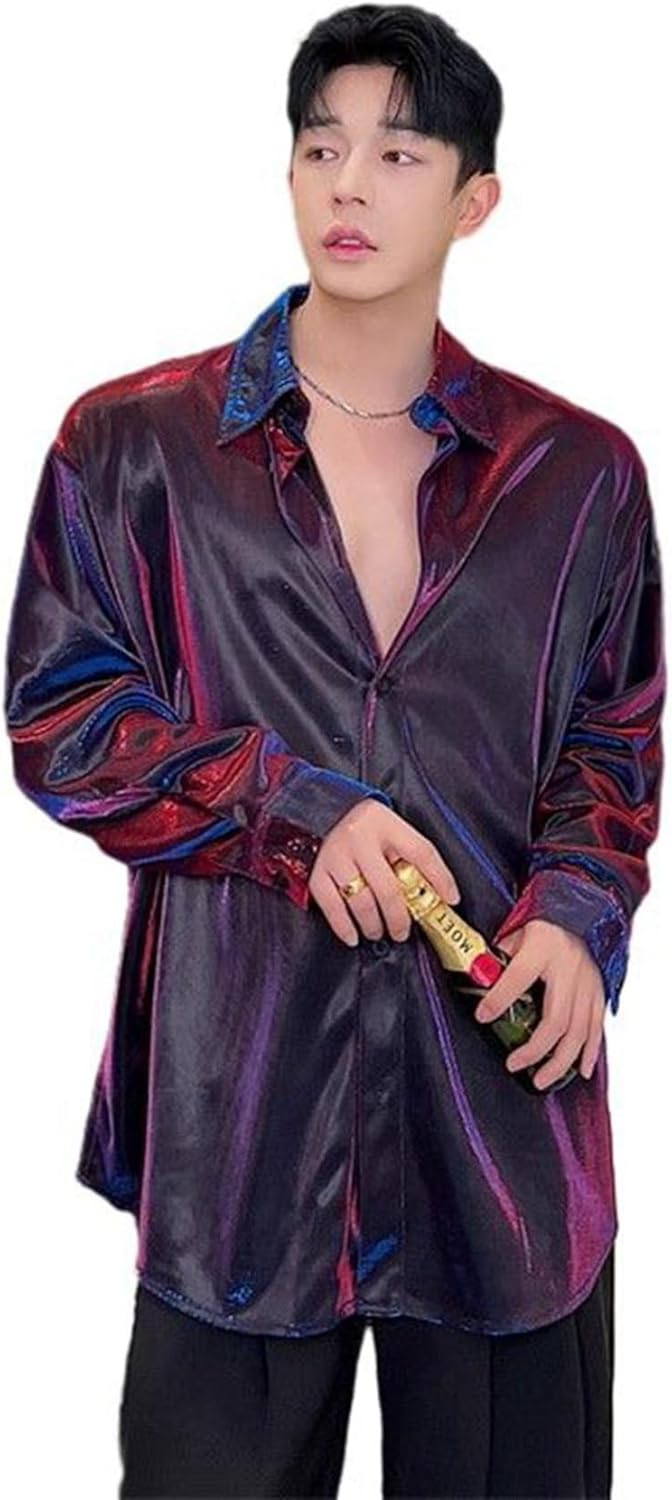 シャツ ジャケット メンズ スパンコール きらきら ショートジャケット シャツジャケット 長袖 折り襟 アウター 着痩せ 軽量 柔軟 通学 会社 日常 春夏秋冬 男性用 トレンド オシャレ 簡約