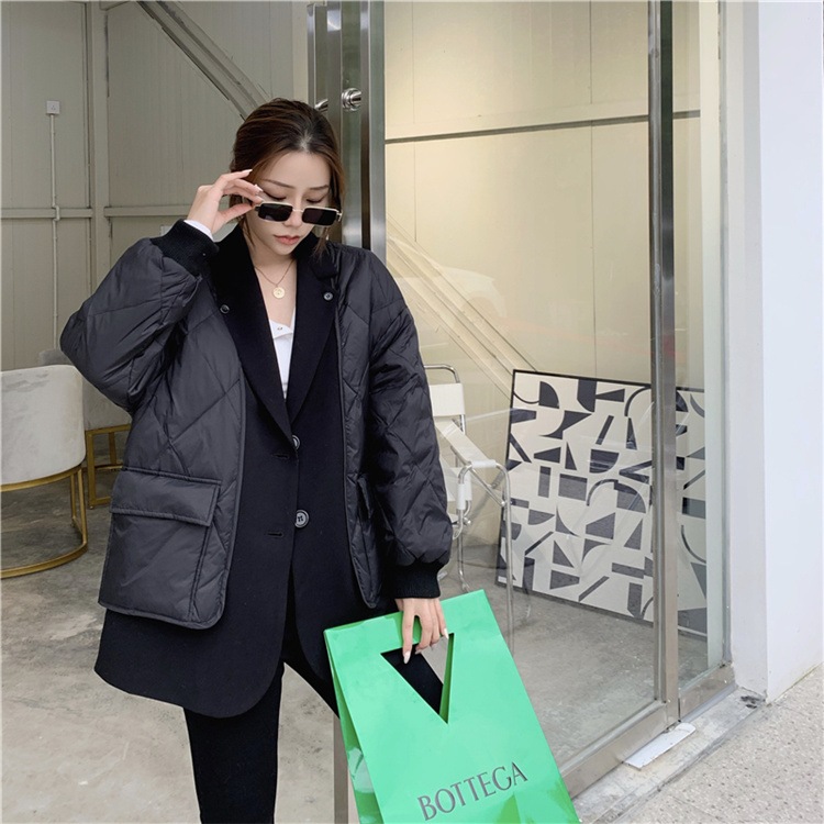 韓国ファッション22 気質トレンド フェイク2ピース ゆったりする 綿の服 コートデザインセンス