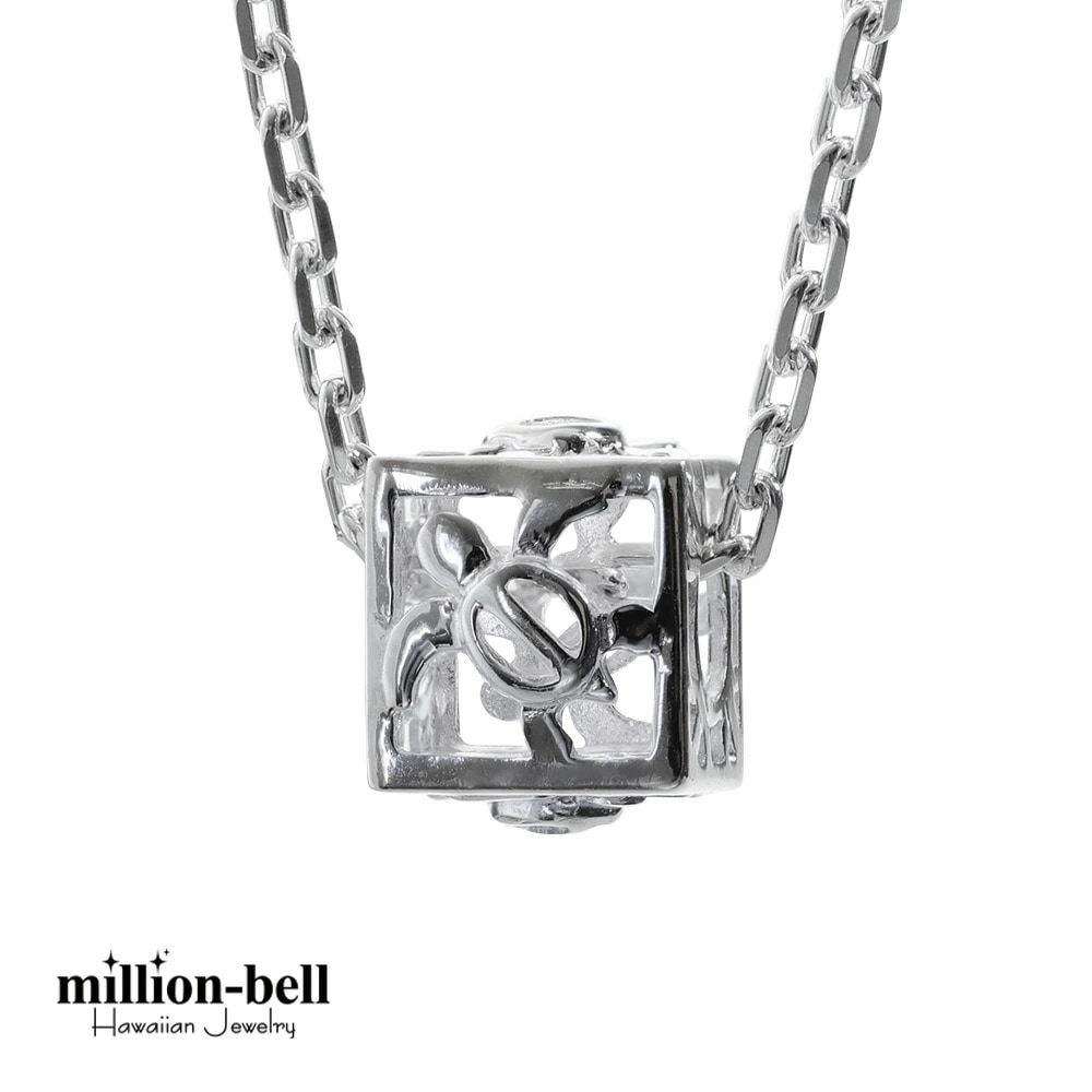 ハワイアンジュエリー ネックレス ハワイアンジュエリー ホヌ ネックレス ホヌ透かしキューブ シルバー925 シンプル お守りモチーフ セット メンズ レディース クリスマス CG-SP36101