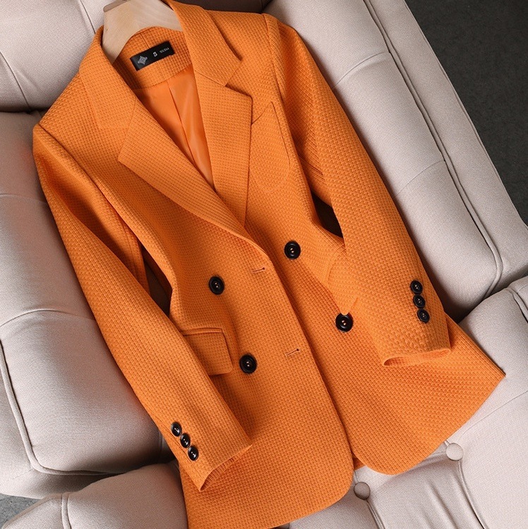 ビビットカラーテーラードジャケット 高見えジャケット オレンジ 緑 グリーン 黒 ブラック 2XL 3XL 韓国 オルチャン レディース カジュアルジャケット テーラードジャケット ジャケット 長袖