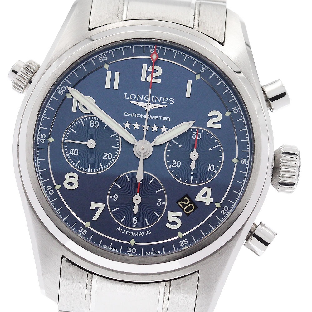 ロンジン LONGINES L3.820.4.93.6 スピリット クロノグラフ 自動巻き メンズ 良品 保証書付き_921861【中古】