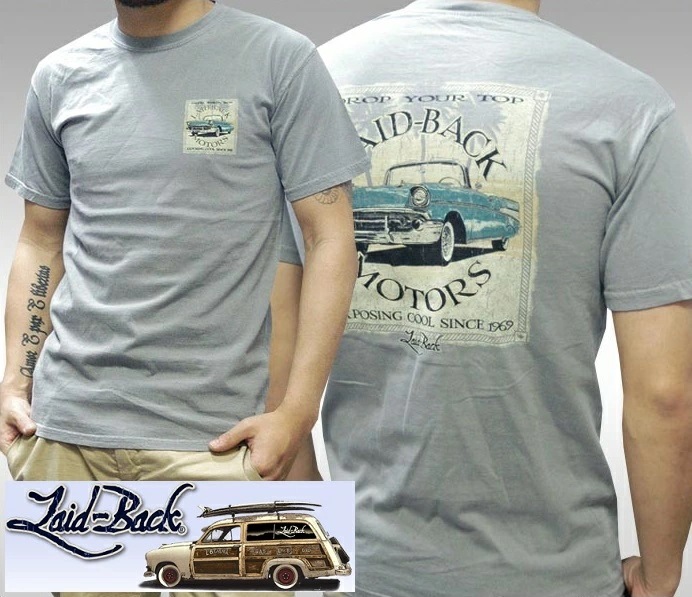 Laid-Back USA レイドバック メンズ Tシャツ MOTORS グレー 半袖 シャツ サファリ レオン 雑誌 掲載 ブランド アメカジ ストリート ヴィンテージ サーフ ロンハーマン カジュ