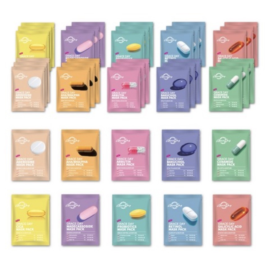 錠剤 マスクパック 10種 x 10枚計100個入り / 顔パック / 大容量パック