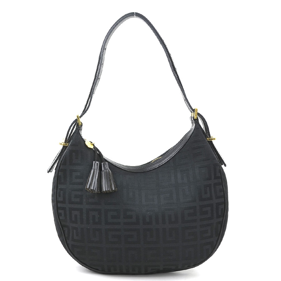 ジバンシィ GIVENCHY ショルダーバッグ キャンバス/レザー ブラック ゴールド レディース e60294n