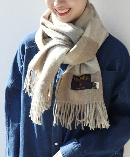 [最安値挑戦]ストール チェック柄ウール大判ストール「TWEDSUGOI/ツィードミル」 レディース