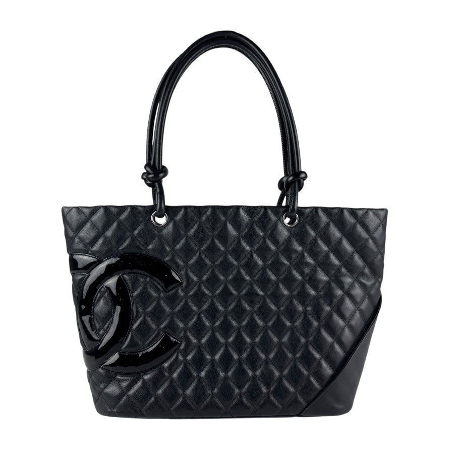 シャネル CHANEL ショルダーバッグ トートバッグ カンボンライン レザー/パテントレザー ブラック レディース z6529