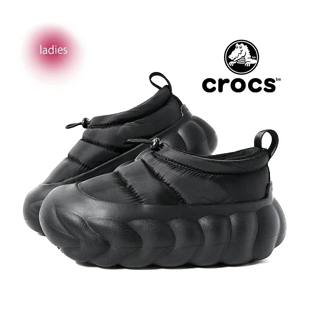 crocs クロックス 防寒 厚底 ブーツ BOOTS サンダル オーバーパフ ショーティー OVERPUFF SHORTY BLACK ( 秋冬 暖かい ブラック 黒 レディース 国内正規品 210