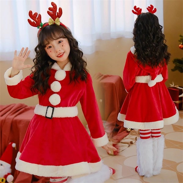 子供服 キッズ キッズコスプレ サンタクロース クリスマス衣装 サンタガール サンタさん サンタ服 女の子 かわいい リボン キッズ ジュニア クリスマス コスプレ ワンピース 帽子 aa068z7z