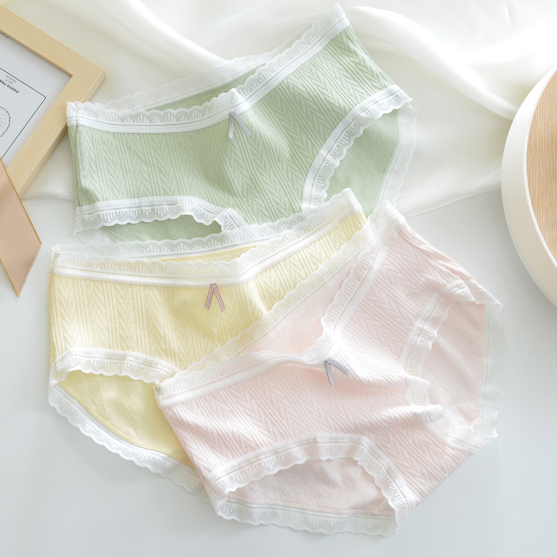 10個セット 中腰パンツレディース綿綿全綿股間抗菌女子パンツ快適ヒップ包み可愛い少女無痕三角パンツ