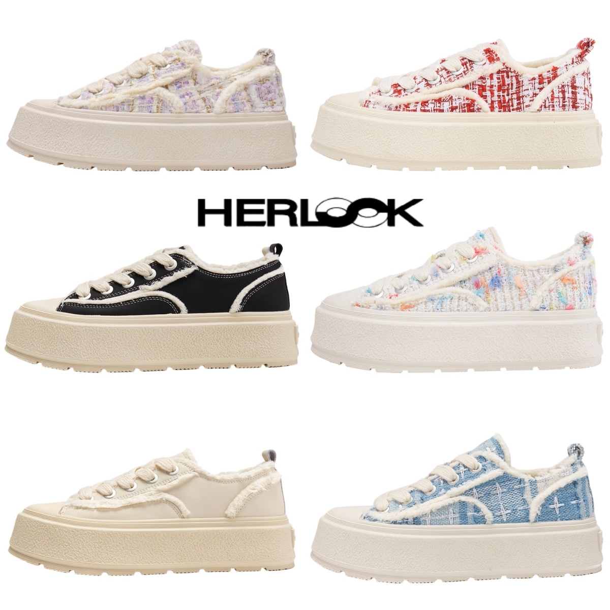 HERLOOK　ボリューム　キャンバス　厚底4cm　スニーカー　 HE7