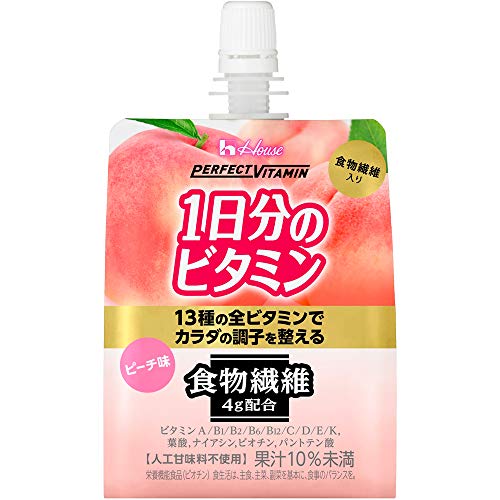 ハウスウェルネスフーズ Perfect Vitamin 1日分のビタミンゼリー 食物繊維 ピーチ味 180g 24袋
