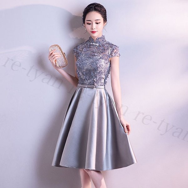 パーティードレス 結婚式 フォーマル ワンピース 20代30代40代 ひざ丈ドレス 二次会 袖あり きれいめ お呼ばれ 結婚式ドレス 披露宴 ミモレ丈 成人式女子会親族