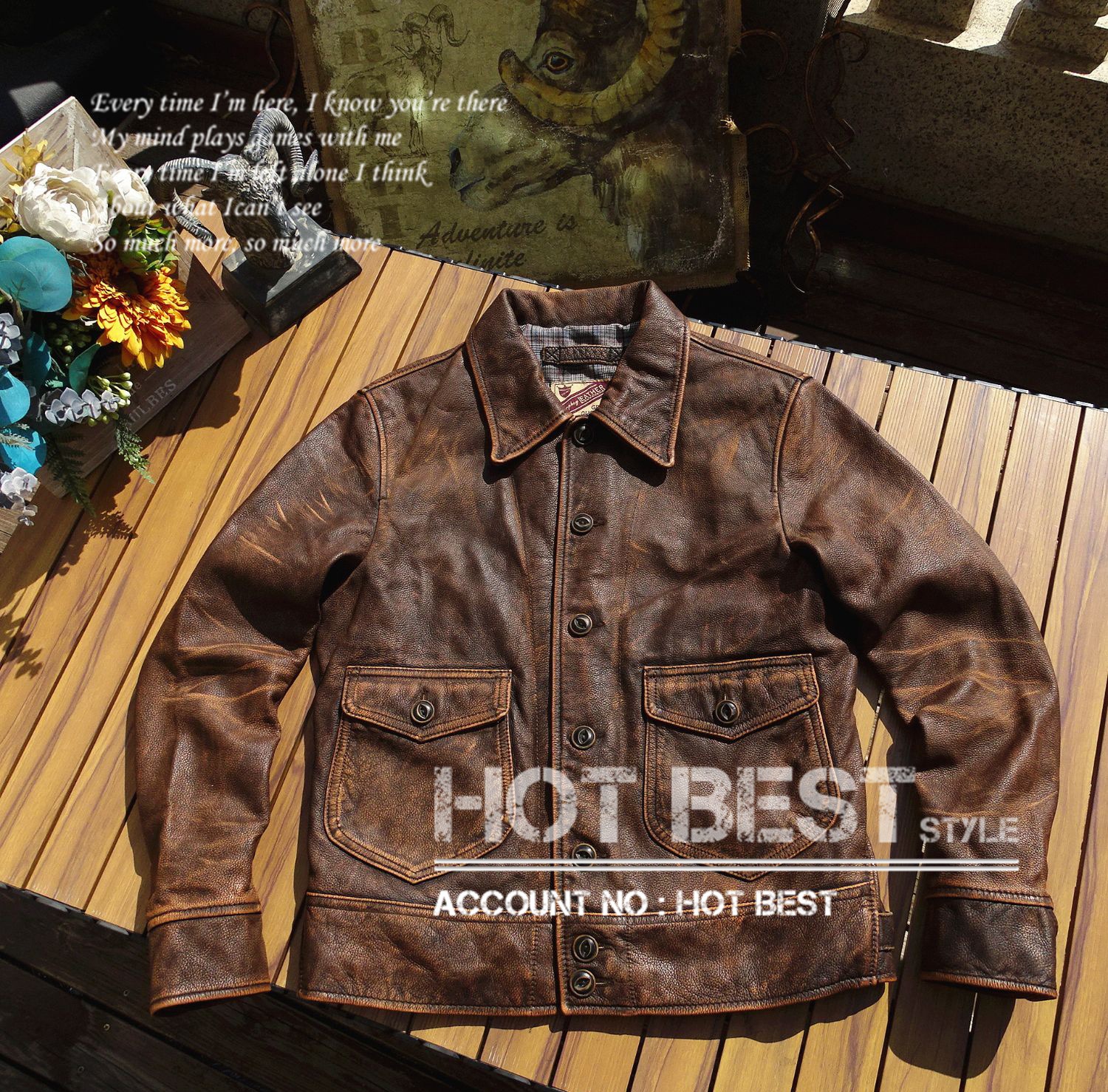 茶芯カウハイド 復刻20s A-1タイプ メンズ 革ジャン コサックジャケット タンニンなめし ウォッシュ加工 ヴィンテージ 牛革