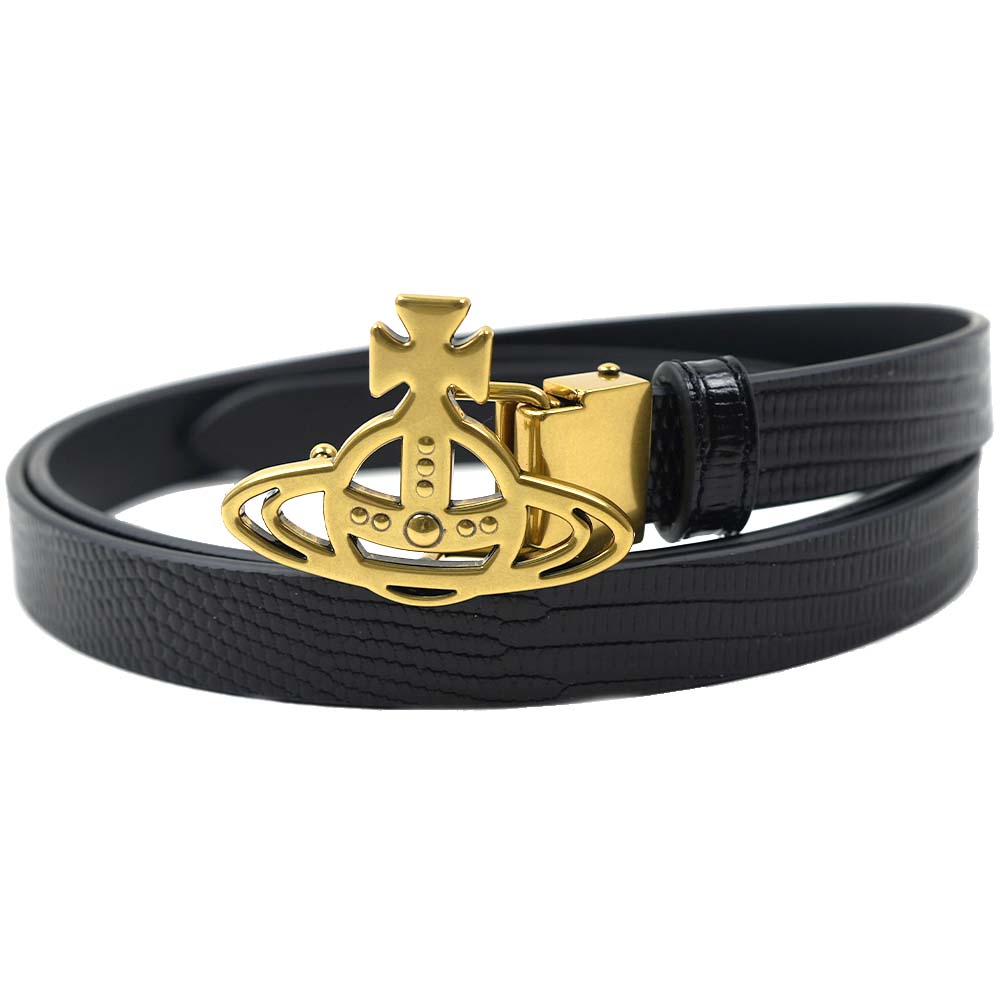 ヴィヴィアンウエストウッド ベルト レザー オーブ Vivienne Westwood BELTS ORB EMBOSSED LEATHER BLACK 8201006MUL004FN401 8201