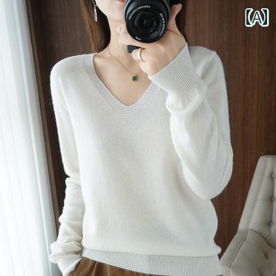 ファッション 服 オシャレ カワイイ シンプル 大カワイイ サイズ 婦服 ウール セーター 秋 ラウンドネック レイヤリング