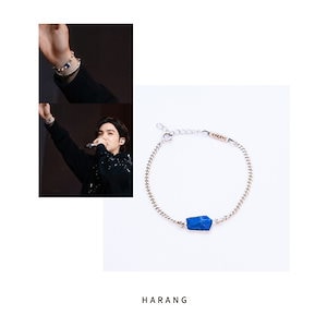 [HARANG] 【BTS SUGA着用】 HARANG HR 331B Pentagon Cut Lapis Lazuli Bracelet Silver