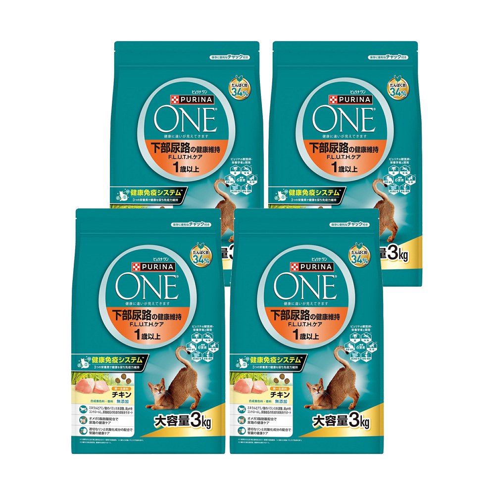 ピュリナワン　ドライ　下部尿路の健康維持　Ｆ．Ｌ．Ｕ．Ｔ．Ｈ．ケア　１歳以上　チキン　３ｋｇX４　ＣＲＣ35―15―68―20―00