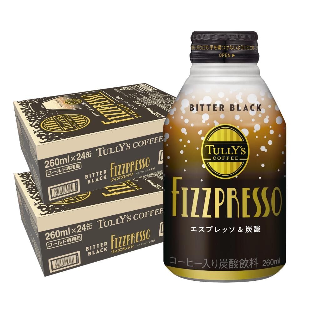 【送料無料】 TULLYS COFFEE タリーズ フィズプレッソ ビターブラック 260ml×2ケース/48本