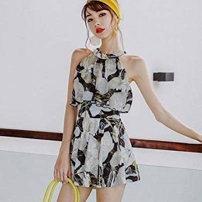 水着 スイムウェア タンキニ ワンピース ミニ丈 体型カバー オフショルダー パッド付き 紐 フリル 胸元 谷間魅せ 盛れる 水陸両用 きれいめ カジュアル ナチュラル エレガント 華やか 大人っぽ