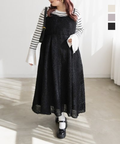 大きいサイズ レディース LL 3L 4L XL XXL XXXL CLETTEオリジナルフラッフィーキャミワンピース
