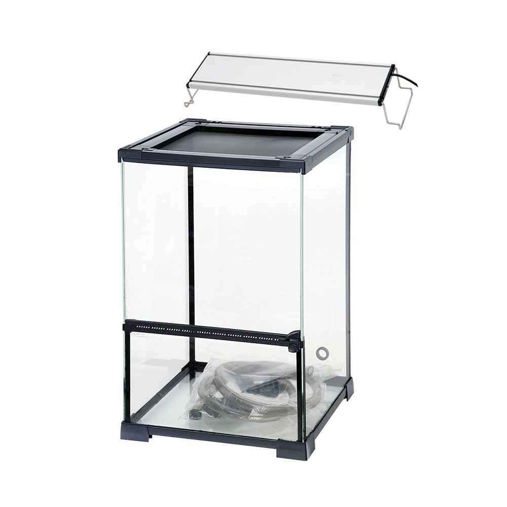 爬虫類ケージ　テラスペース　３０ｘ３０ｘ４５ｃｍ　穴あり　ドレン付き　＋　アクロ　ＲＥＣＴＡＮＧＬＥ　ＬＥＤ　ＢＲＩＧＨＴ　３００　ＣＲＣ17―15―05―30―00