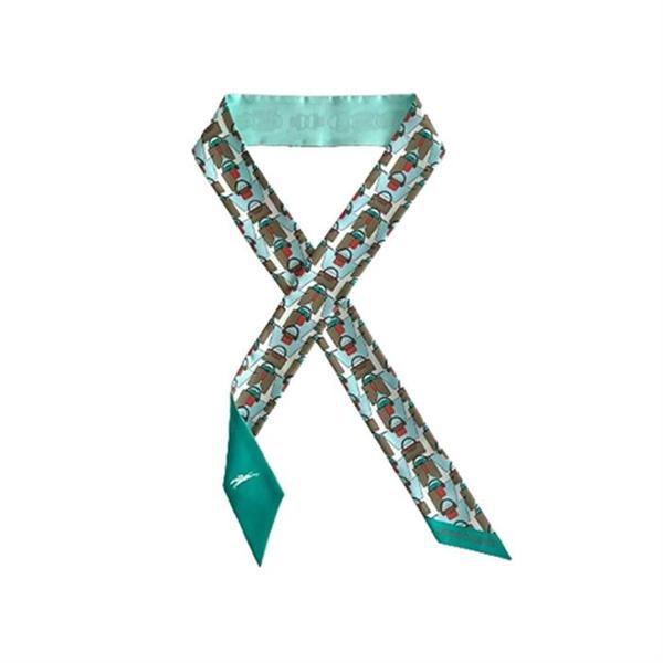 グラフィックプリント シルク プチ スカーフ 51010SOI AQUA BROWN