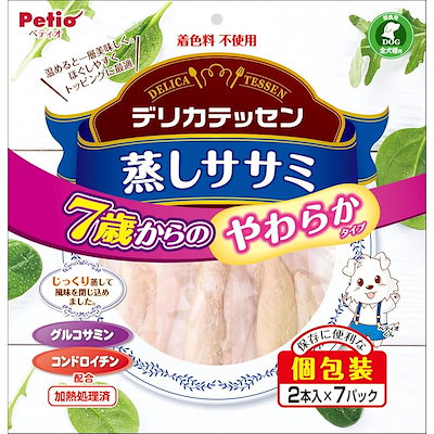 他サイト： ペティオ Petio デリカテッセン 蒸しササミ 7歳からのやわらか健康ケア 2本入×7パック 犬用 犬 おやつ 間食 ごほうび シニアの商品画像