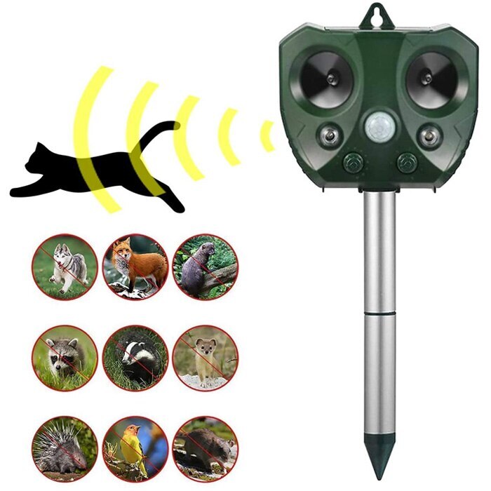 【迅速な出荷】お得な4個セット改良版 4500mAh電池大容量 猫よけ 鳥除け 犬除け 超音波動物撃退器ソーラーUSB充電 モード調節可能 検知感度調節可能　強力フラッシュライト