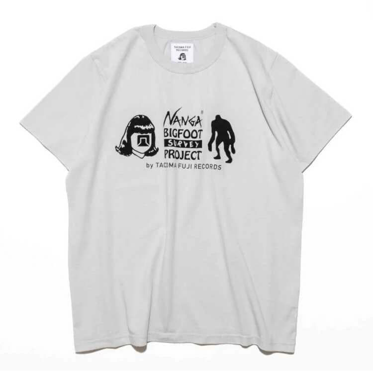 ナンガ×タコマフジレコード ビッグフットサーベイプロジェクト ロゴティー（メンズ） M アイスグレー #N0000838