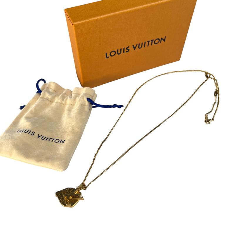 【最終処分SALE】LOUIS VUITTON ルイヴィトン コリエ マップ LVロゴ M68261 ネックレス ゴールド A-11656