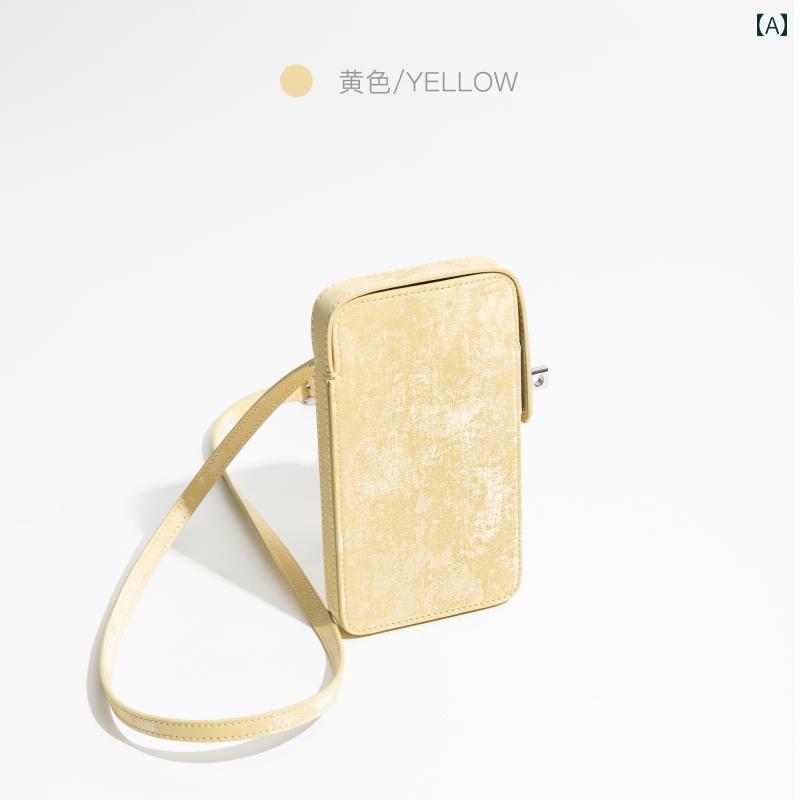 スマホポーチ レディース おしゃれ シンプル ポシェット サテン 牛革 携帯電話 バッグ 中国 質感 クロス ボディバッグ トレンド シンプル 革 ミニ 小さめ スクエアバッグ