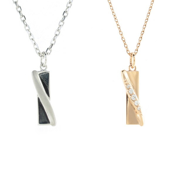 リボン済＆紙袋 正規品 ペンダント ペアネックレス レディース メンズ バータイプ ネックレス 4度 セット ジュエリー シルバー アクセサリー 祝い 喜ばれるギフト 名入れ対応