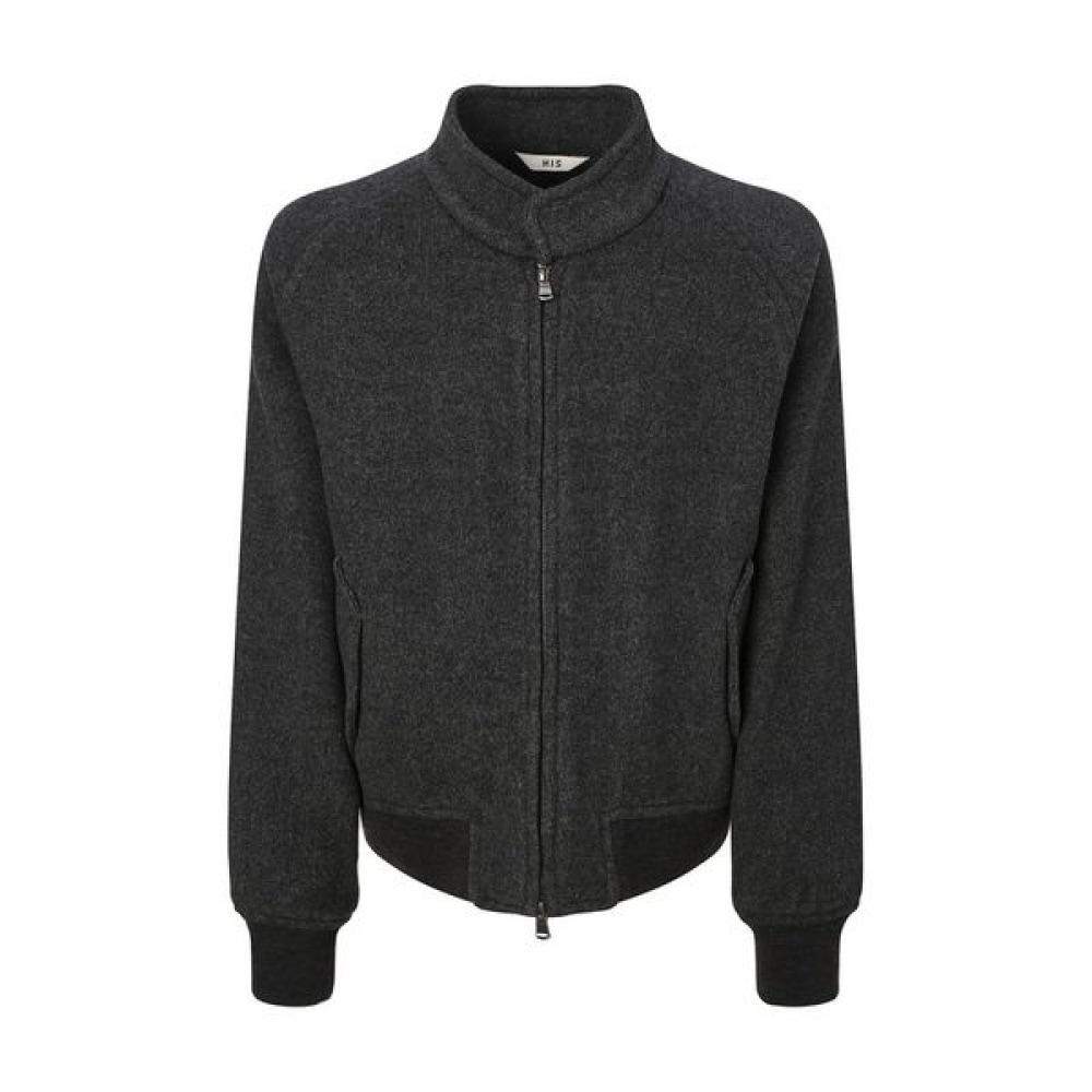 [ヘッジズ] 24FW チャコールグレーメランジウールブレンドカジュアルジャンパー WHJU4D804CG